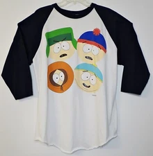 Vtg 1998 South Park Kyle Raglon T-shirt XL Comedy Central Cartman Southpark