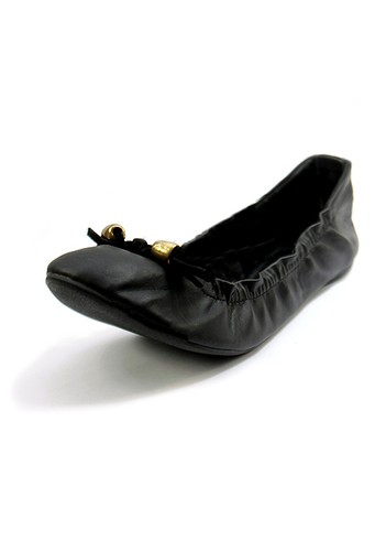Ladies Black Gold Detail Ballet Pumps 
