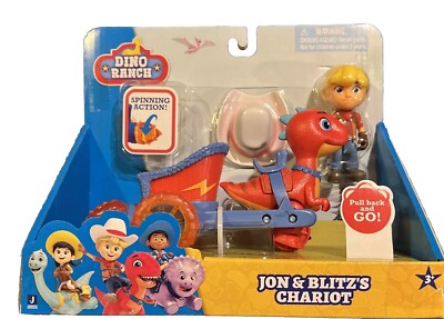 Dino Ranch Jon & Blitz's Chariot Figures Playset Toy Pull Back & Go Action NEW