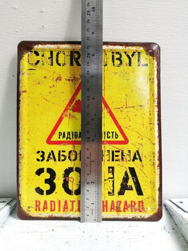 Vintage Look Radioactive Sign Chernobyl Zone Safety Warning Sign Danger Sign. - Picture 3 of 6