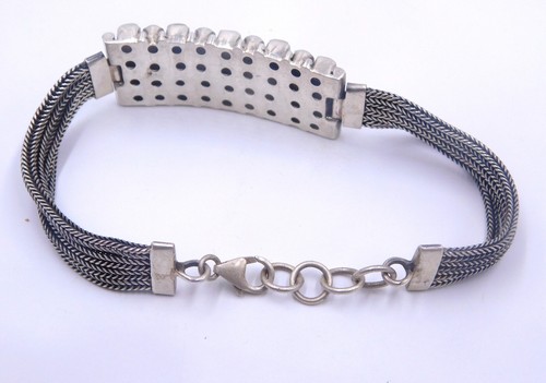 28.1 Gm 925 Sterling Silver Natural Pearl Cab Gemstone Fine Bracelet Size 8.25" - Picture 8 of 8