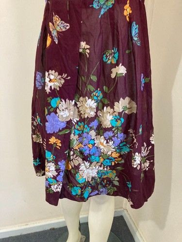 Vintage Ladies 1970s Clothing Dress Handmade Semi-Sheer Brown Floral Summer Trad - Picture 2 of 4