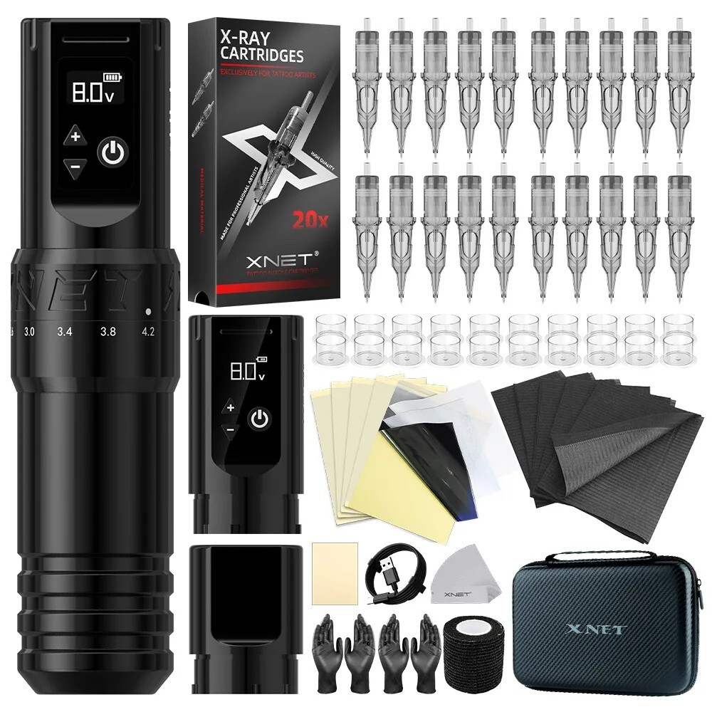 XNET T1 Wireless Tattoo Machine Pen Full Kit Adjustable Stroke