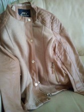BLOUSON JS MILLENIUM BI MATIERE SIMILI CUIR ET LAINE couleur CAMEL TAILLE S/M.