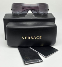 Versace Mod 2054 1000/8G Silver Frame Grey Blue Lens Rimless Sunglasses Italy