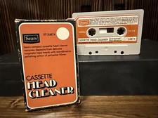   Vintage Sears Cassette Tape Head Cleaner In Original Box   70  s-80  s  Works 