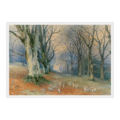 Richard Doyle - ''Fairies and Squirrels in a Forest'': Poster (16.5'' x 11.7'')
