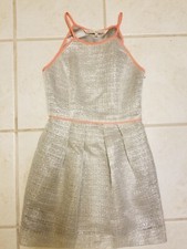 RACHEL RACHEL ROY GIRLS SILVER PROM DRESS WITH PINK TRIM SIZE 0