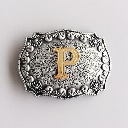 Initial Letter P Cowboy Cowgirl Western Belt Buckle also Stock in the US - Photo 1/5