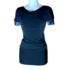 AD LIB Dress Top Women Small Bodycon Mini Open Back Satin Bows Black Size 8