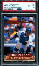 PSA 10 GEM MINT 1994 REMBRANDT MIKE PIAZZA ULTRA-PRO #2 METS DODGERS 37927 B138