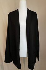 132 Anne Klein Women Black Long Sleeve Open Front Cardigan Sweater M WHJT186