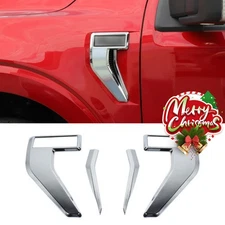 Chrome Front Fender Side Vent Decor Cover Trim Panel For Ford F150 2021+ 4PC ABS