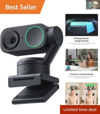 4K Webcam with Noise-Canceling Mic & Gesture Control for Professionals