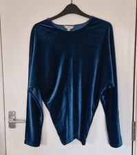 Round neck teal vevet blue top from M & S
