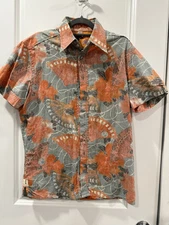 Diesel Shirt Men L Hawaiian Fans Floral SS