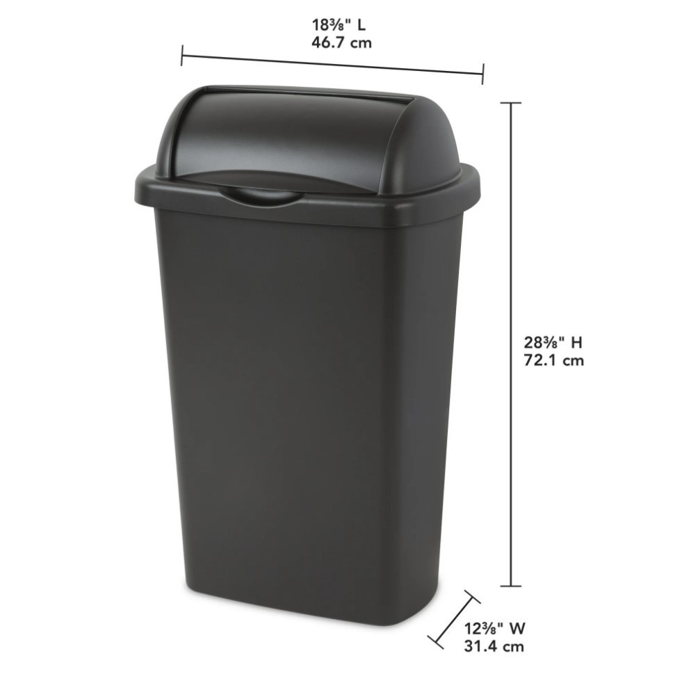 Sterilite 13 Gallon Roll Top Kitchen Trash Can, Plastic Garbage Bin with Lid, Bl