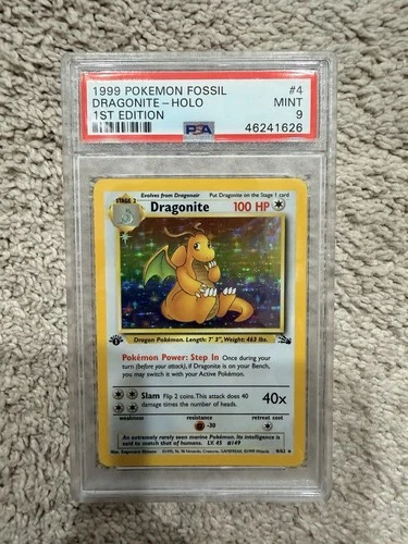 1999 Pokemon Fossil Dragonite Holo 1st Edition PSA 9 MINT English