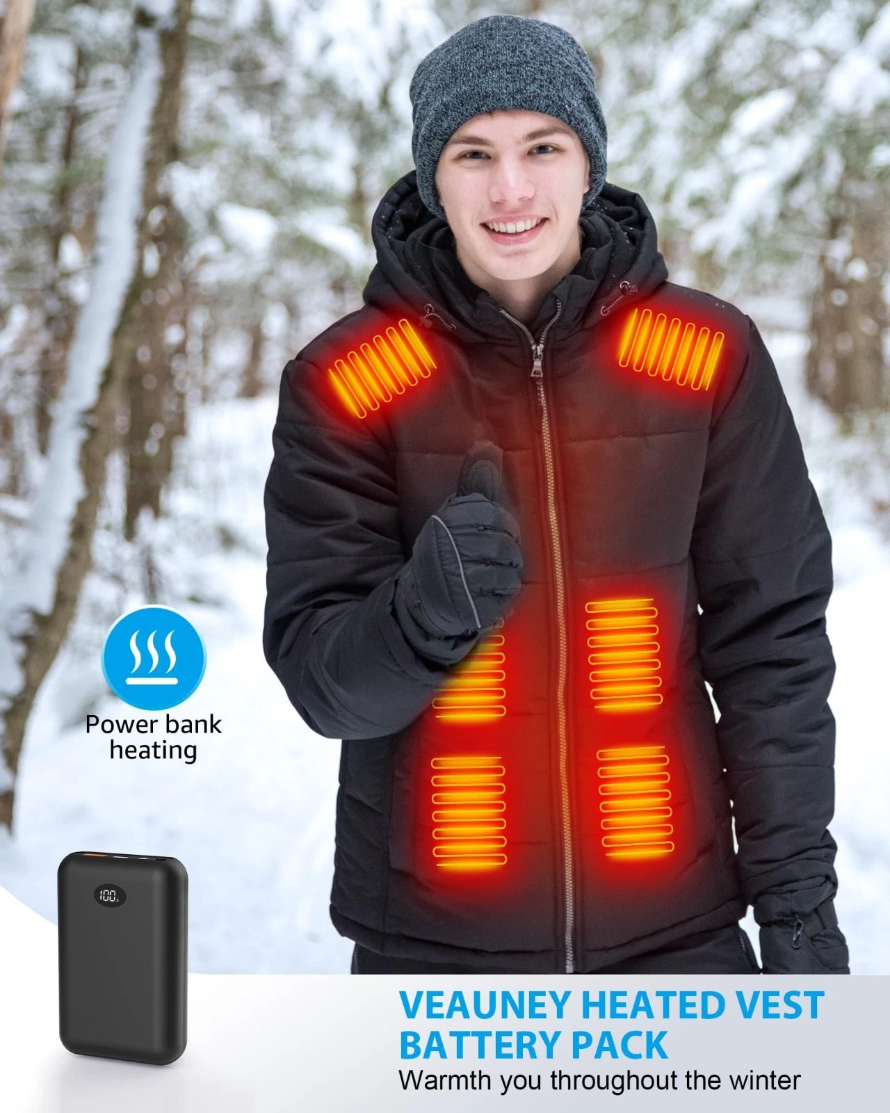 16000mAh 7.4V Heated Vest Battery Pack with 2 Adapters - Power Bank for Heat Jac - product detail image 6