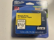 Brother TZE-661 Black on Yellow Lettering Tape - 1.5" Width x 314" Length - 1