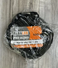 Gearlux 100-Foot XLR Microphone Cable, Fully Balanced, Male to Female, Black
