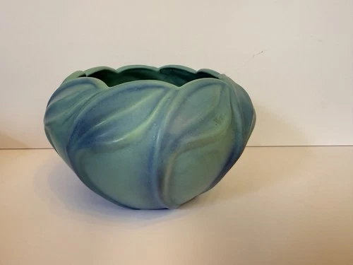 Van Briggle Philodendron Leaf Ming Blue Vase Vintage