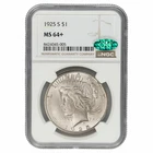 1925S Silver Peace Dollar $1 NGC MS 64+ CAC