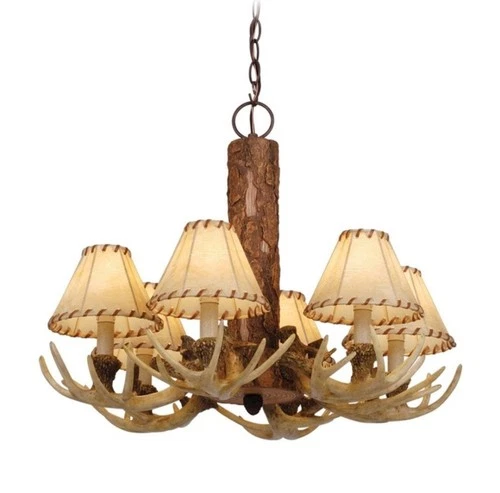 VAXCEL CH33006NS Lodge 6L Chandelier Noachian Stone - Picture 1 of 8