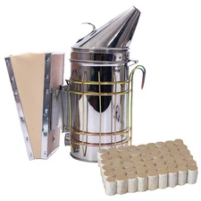 Bee Hive Smoker Kit – Stainless Steel Smoker with Heat Shield & 54 Natural Pe...