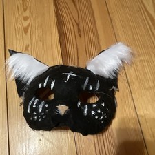 Black & White Cat Costume Eyemask w/ Faux Fur...