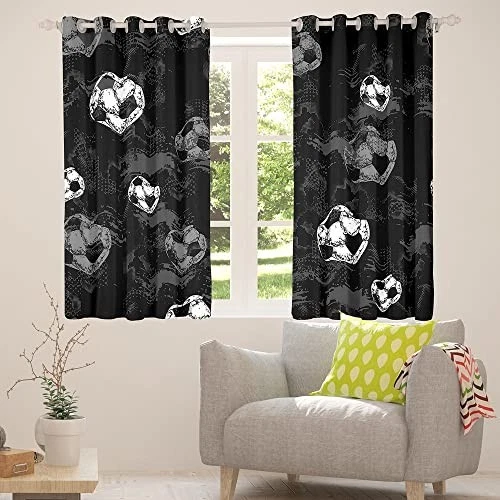 Cortinas de ventana de fútbol cortinas opacas de fútbol para niños niñas jugador de pelota Foto 4 de 4