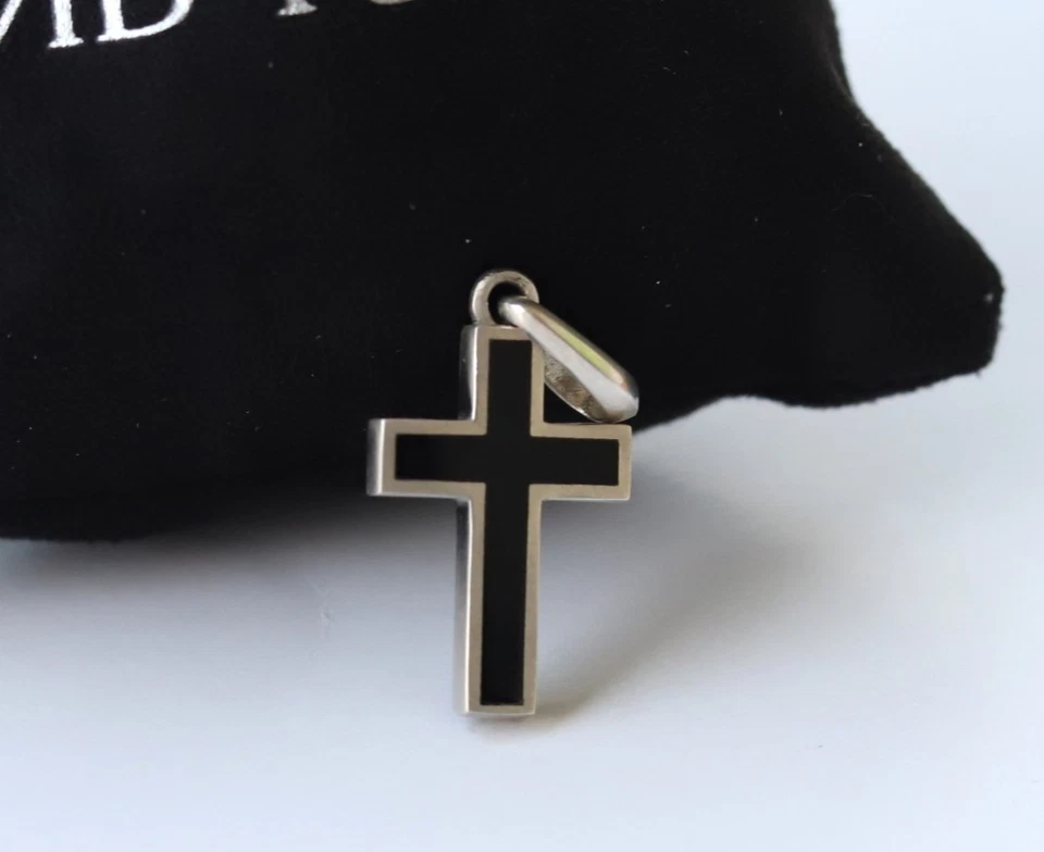 David Yurman Sterling Silver with Black Onyx Exotic Stone Cross Amulet Pendant - Image 2 of 4