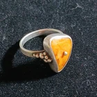 VTG  Sterling Silver Carnelian Orange Gemstone Ring 7.5