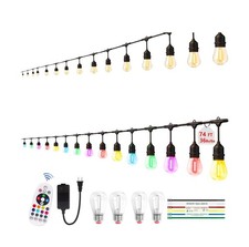 74FT Outdoor String Lights, Outdoor Lights for Patio,with 36 4 LED RGBW Color...