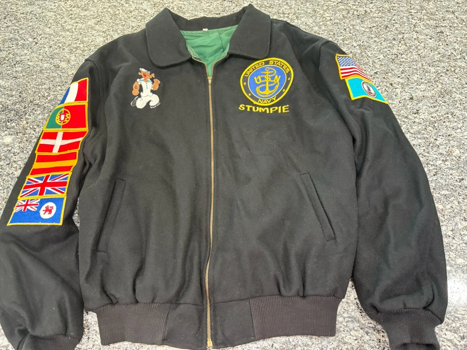Vintage Wool Bomber Jacket XL 1997 USS INCHON North Atlantic Cruise Awesome Coat image 2