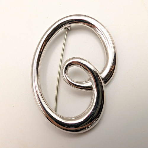 Vintage Signed Monet Silver-Tone Modernist Abstract Swirl Brooch Pin