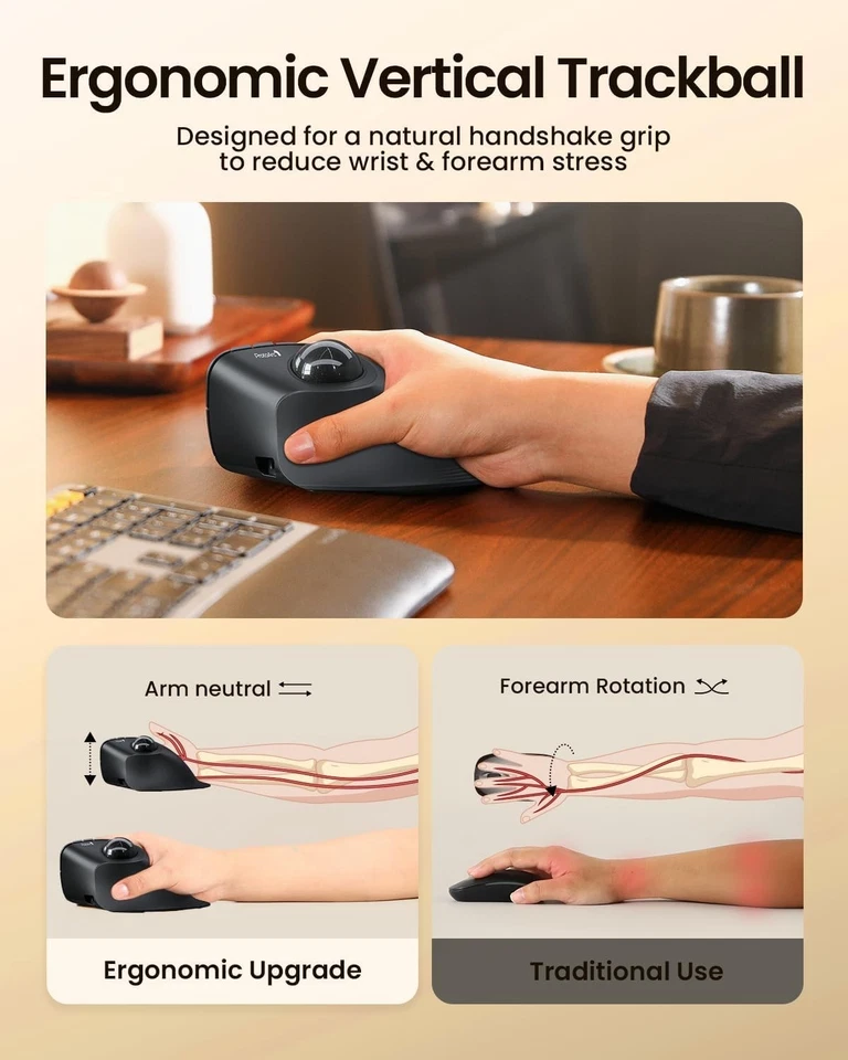 t137 ProtoArc Vertical Wireless blue Trackball Mouse EM05 NL Bluetooth Ergonomic - Image 3 of 4