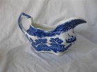 Allertons England Willow Gravy Boat Underplate 1903-1912 Blue Willow Relish Tray — photo 3