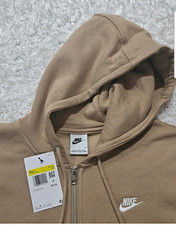 Nike Men s Beige Full Zip Cotton Fleece Hoodie w/ Pockets Size S