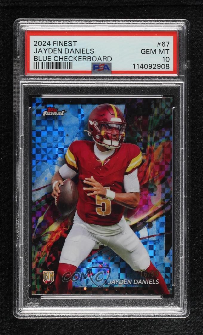 2024 Finest Common Blue Checkerboard Refractor /99 Jayden Daniels #67 PSA 10 w5p