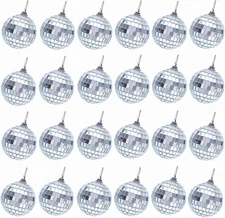 24 Pcs Mini Disco Ball Ornaments for Christmas Tree – 1.2 in Disco Ball Chri...