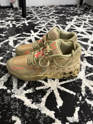 PUMA MB.01 Golden Child Basketball Sneakers Gold Tan Mesh Mid Top 2023