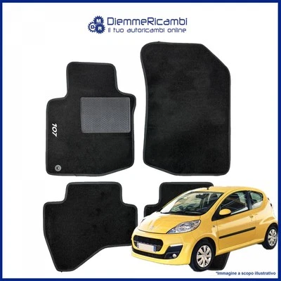 W-PARTS SERIE 4 TAPPETI - TAPPETINI IN MOQUETTE NERI PER PEUGEOT 107 DAL 2005 AL 2014
