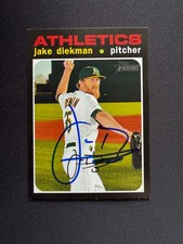 Jake Diekman Signed 2020 Topps Heritage #645 Card Oakland Athletics Auto COA
