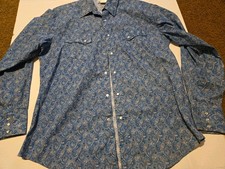 Wrangler Wrancher Shirt Large Mens Nwot Pearl Snap Long Sleeve Western Wear