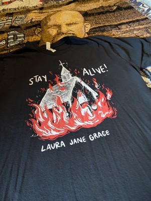 Laura Jane Grace Stay Alive! Tour Shirt Size L Black Ska Punk