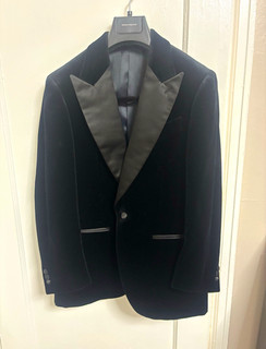 Spier & Mackay Black Velvet Tuxedo Jacket Contemporary Fit Peak Lapel 36