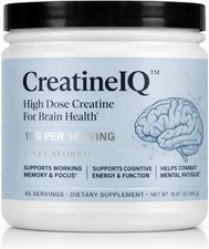 CreatineIQ High Dose Creatine Powder 10g Brain Focus Energy Support 45 Servings