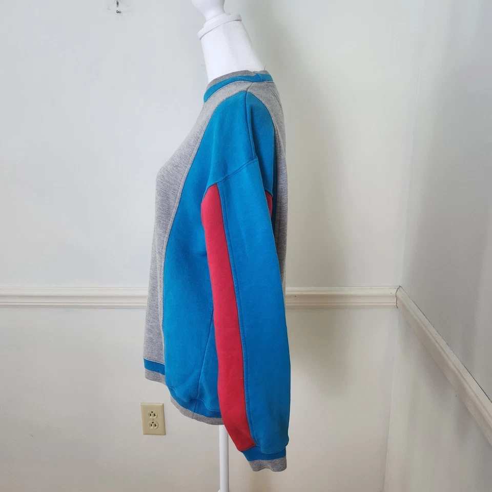 Sudadera De Colección Años 90 Talla Pequeña Mujer Colorblock Azul Rojo Gris Cuello Redondo Informal Foto 4 de 4