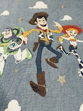 Pottery Barn Kids Blue Toy Story TWIN Bed Quilt Woody Buzz Disney Pixar GUC